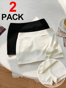 Tween Girl 灰色與黑色針織休閒裙與內搭褲 2件套裝 - 彩色 - 查看 1