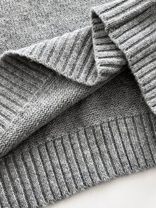 Elamini Women's Gray Casual Versatile Sweet Preppy Style Daily Commute Pullover Sweater With Turn-Down Collar, Autumn/Winter - Grey - View 5