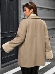 SHEIN Clasi 大尺碼女款純色時尚百搭日常穿搭大衣 - 棕色 - 查看 2