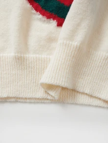 SHEIN Franclia Ladies White Cute Elk Pattern Long Sleeve Casual Xmas Pullover Jumper - Apricot - View 7