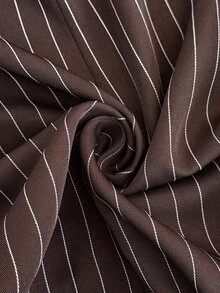 Elaquor Plus Size Women's Metal Single-Breasted Striped Long Sleeve Jacket And Pants Elegant Suit Set - Coffee Brown - View 7