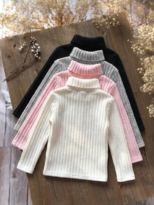 Emery Rose Kids Emery Rose Kids 女童秋冬休閒百搭素色高領T恤 - 彩色 - 查看 2