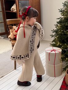 DAZY Infant/Toddler (Girl) Solid Color Casual Autumn/Winter 2 Pieces Hooded Sweater Set - Apricot - View 5