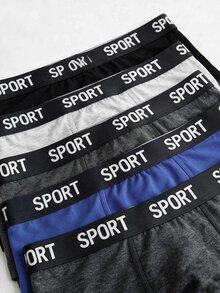 Dozemod Kids Tween Boy Sporty Casual Colorblock Letter Elastic Waist Boxer Briefs 5pcs/Pack - Multicolor - View 6