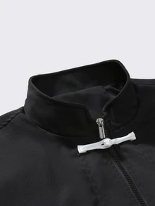 Manfinity Roughcore Men's Jacket With Qipao Button Decor, Urban Renaissance Street Style, Casual Fashion Creative Personalized Streetwear - Black - View 3