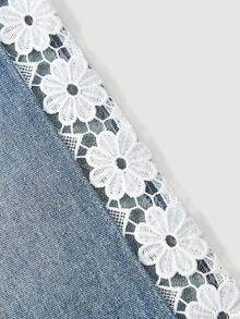 SHEIN PETITE Women's Casual Daily Denim Jeans With Pockets And Buttons - Blue - View 3