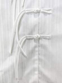 SHEIN LUNE CURVE Plus Size V-Neck Elegant New Chinese Style Frog Button Decor Long Sleeve Blouse - White - View 5