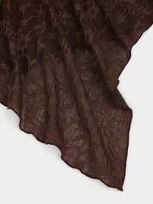 Sweetra Plus Size Women's Pleated Asymmetrical Hem Fashion Lace Skirt - Coffee Brown - View 7