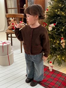 DAZY Sweater Bayi Perempuan Lengan Panjang Leher Bulat Warna Kontras Musim Gugur/Musim Dingin - Hijau - View 3