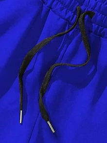 Manfinity Homme Men's Drawstring Waist Letter Print Casual Daily Shorts - Royal Blue - View 3