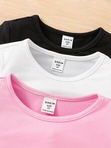 SHEIN 2PCS Young Girls T-Shirts - Multicolor - View 4