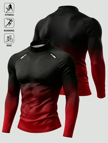 GymBeat Men's Gradient Color Raglan Long Sleeve Sports T-Shirt - Multicolor - View 3