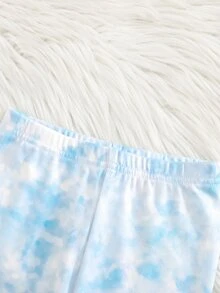 SHEIN Cute Cartoon Print Pattern Fitted Pajama Set For Baby Girls - Blue and White - View 6