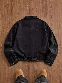 SWAVVY Men's Washed Black & Gray Embroidered Long Sleeve Top - Black - View 6