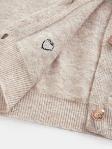 Tween Girl Tween Girls Sweater Co-Ords Autumn/Winter Casual Solid Color Apricot Heart Pattern Hem Cardigan And Knit Pants 2 Pieces Set - Apricot - View 7