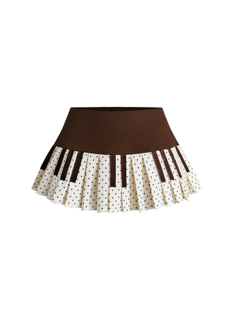 Kawaii Women's Y2K Millennium Ultra Low Waist Ultra Short Vintage Pleated Piano Keyboard Mini Skirt