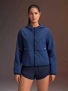 Powerista Women's Zipper Front Long Sleeve Sports Jacket - Navy Blue - View 2