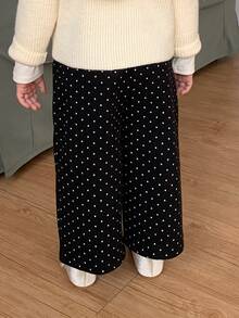 DAZY Baby Girls Autumn/Winter Fashion Daily Polka Dot Straight Leg Pants - Black - View 5