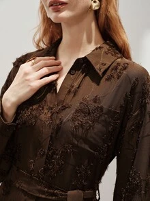 Aveloria Modichic Gaun Midi Pesta Fashion Wanita - Coklat - View 4