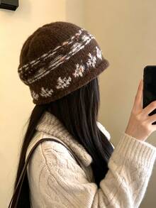 DAZY Women's Knitted Hat, Gift For Girlfriend - Brown - View 2
