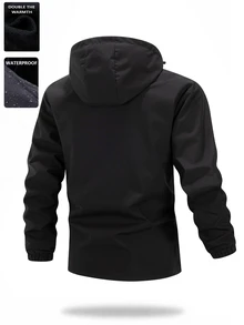 Gym Rark Men's Black Hooded Jacket, Loose Fit Outerwear, Sports Streetwear Casual - Black - View 2