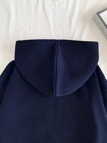 青少年女孩甜美可愛櫻桃圖案粉色拉鍊夾克 抓絨內裡保暖衛衣 秋冬款 - 藏蓝色 - 查看 5