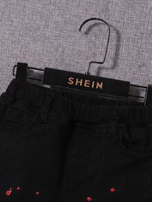 SHEIN Young Boy Pocket Distressed Casual Versatile Denim Jeans - Red - View 3