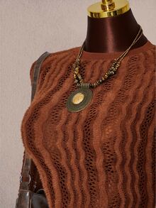 Amplova Women's Fashionable Daily Knit Backless Dress - Brown - View 5
