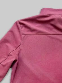 TaskEZ Women's Smoky Pink Long Sleeve Zippered Multi-Pocket Short Cropped Stand Collar Maid Casual Scrub Scrub Uniform Jacket Work Fall - Pink - View 4