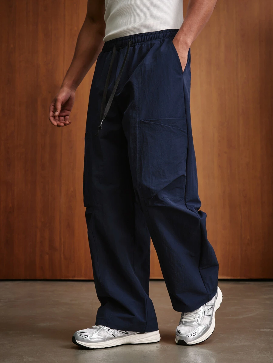 TOKVUE Men's Solid Color Casual Versatile Daily Wear Long Pants - Navy Blue - View 1
