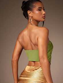 Hauture Women's Solid Color Fashion Versatile Daily Wear Halter Top - Green - View 4