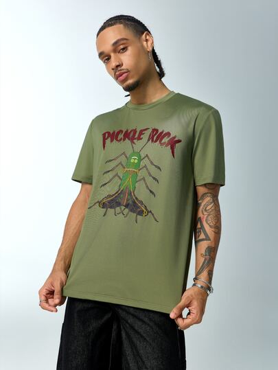 Rick and Morty X SHEIN Men's Cartoon Print Crew Neck Short Sleeve T-Shirt