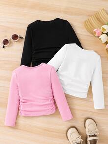 SHEIN 2PCS Young Girls T-Shirts - Multicolor - View 2