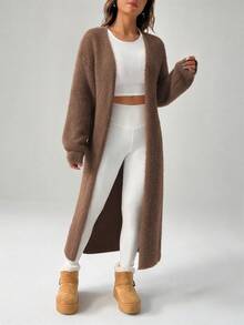 SHEIN PETITE 女款秋冬外出保暖開襟衫 - 駝色 - 查看 3