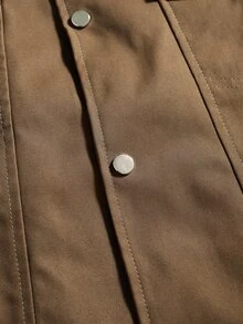 Manfinity Hypemode Men's Solid Color Brown Single-Breasted Casual Versatile Long Sleeve Jacket - Brown - View 4