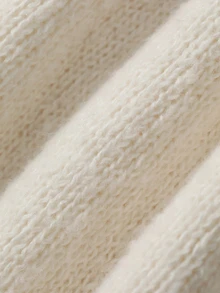 Livesso Women's White Round Neck Button Cable Knit Long Sleeve Slim Fit Ribbed Cardigan, Autumn/Winter - White - View 8