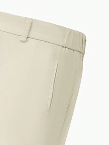 Manfinity Mode 男士日常商務休閒通勤卡其色斜紋梭織長褲 - 卡其色 - 查看 4
