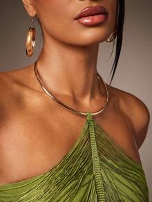 Hauture Women's Solid Color Fashion Versatile Daily Wear Halter Top - Green - View 2