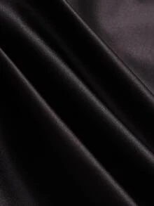 SHEIN PariChic بودي نسائي أنيق بتصميم متقاطع وياقة V مع حواف دانتيل متباينة، مناسب للمكتب والخروجات والحفلات - الأسود - مشاهدة 3