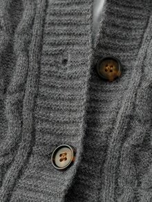 Sunspun Plus Size Women's Solid Color Casual Versatile Daily Wear Cardigan - Dark Grey - View 7