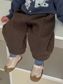 DAZY Celana Kasual Lebar Warna Polos untuk Bayi/Balita (Laki-laki) Musim Gugur/Dingin - Coffee Brown - View 6