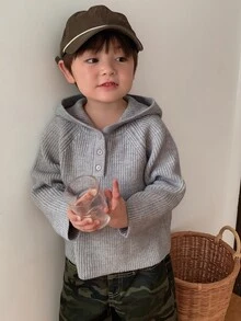 DAZY Infant (Boy) Casual Solid Color Comfortable Autumn/Winter Long Sleeve Sweater - Grey - View 6