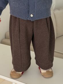 DAZY Celana Kasual Lebar Warna Polos untuk Bayi/Balita (Laki-laki) Musim Gugur/Dingin - Coffee Brown - View 3