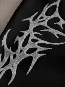 PAVTROS 男士街頭風深色刺繡3D圖案休閒運動長褲，日常穿搭百搭，適合男友丈夫禮物、週年禮物，黑色圖案，適合海灘度假與秋季 - 黑色 - 查看 4