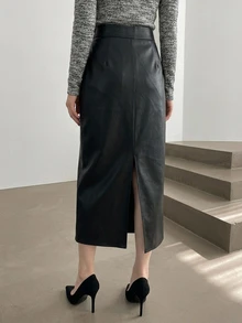 DAZY Women's Solid Color Casual Versatile Daily Skirt - Black - View 2
