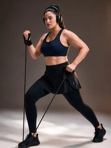 Powerista Women's Plus Size Colorblock Casual Daily Sports Bra - Navy Blue - View 4