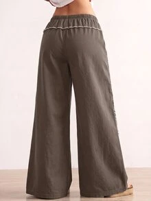Bohemela Plus Size Fashion Street Drawstring Waist Loose Fit Jeans - Brown - View 5