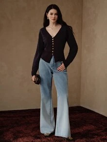 Anewsta Women's New Fashion Casual Comfortable Gradient Washed Blue Jeans Long Pants - Blue - View 6