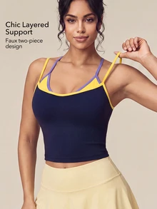 OutZeal Women Sports Tank Gym Yoga Casual 2 In 1 Vest Summer - Navy Blue - View 2