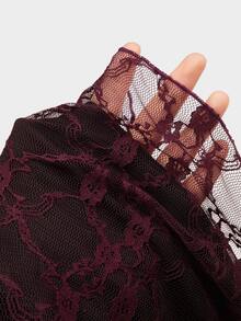 Sweetra Plus Size Women's Lace Patchwork Fashion Versatile Mermaid Skirt - Burgundy - View 5